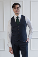 Kamizelka garniturowa z granatowej wełny 