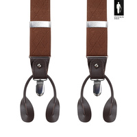 Szelki męskie brązowe w romby z zapięciem 2w1