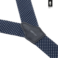 Szelki męskie granatowe w kropki z zapięciem 2w1