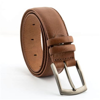 Skórzany pasek z kruponu 35 mm, średni brąz