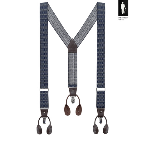 Szelki męskie granatowe w mikrowzór z zapięciem 2w1