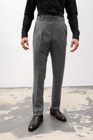 Spodnie popielate wysoki stan z wełnianej flaneli