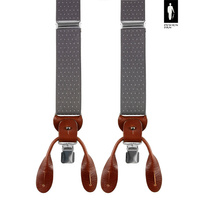 Szare szelki do spodni w drobne kropki