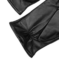 Czarne rękawiczki męskie ocieplane ze skóry jagnięcej