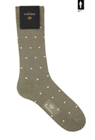 Oliwkowe skarpety w groszki Pedemeia – bawełna organiczna