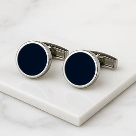 Czarno-srebrne spinki do mankietów