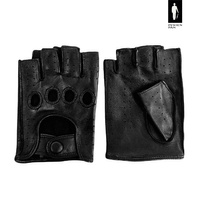 Czarne rękawiczki samochodowe, owcza skóra