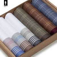 Bawełniane chusteczki męskie w paski i kratkę (kolorystyczny mix) – zestaw 6 sztuk