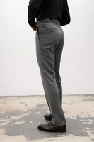 Spodnie popielate wysoki stan z wełnianej flaneli