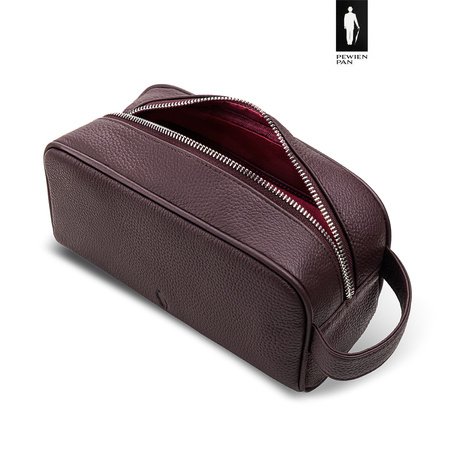 Męska skórzana kosmetyczka podróżna Pewien Pan – brąz bordowy