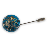 Pin zegarkowy niebiesko-złoty