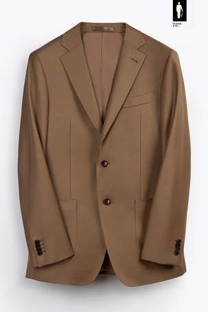 Brązowa marynarka męska z wełnianej flaneli w stylu włoskim