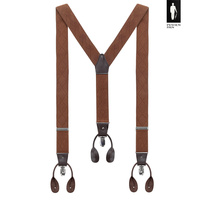 Szelki męskie brązowe w romby z zapięciem 2w1