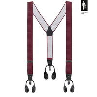 Szelki męskie bordowe w mikrokropki z zapięciem 2w1