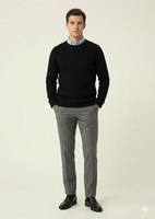 Czarny sweter męski z dekoltem O-neck i wzorem w romby