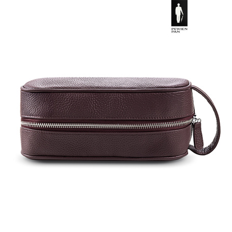 Męska skórzana kosmetyczka podróżna Pewien Pan – brąz bordowy