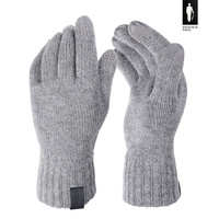 Szare rękawiczki z wełny merino do obsługi telefonu