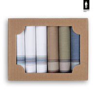 Bawełniane chusteczki męskie w paski i szeroki pasek (kolorystyczny mix) – zestaw 6 sztuk