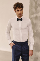 Biała koszula z mankietami na spinki, bawełna twill