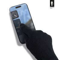 Czarne rękawiczki z wełny merino do obsługi telefonu