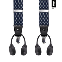 Szelki męskie granatowe w kropki z zapięciem 2w1