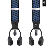 Szelki męskie granatowe we wzór żakardowy z zapięciem 2w1