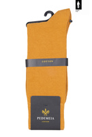 Gładkie musztardowe skarpetki Pedemeia z bawełny organicznej