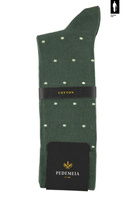 Zielone skarpety w groszki Pedemeia – bawełna organiczna