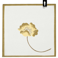 Biało-oliwkowa poszetka lniana z grafiką