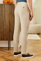 Spodnie lniane z wysokim stanem w kolorze naturalnym