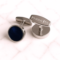 Granatowo-srebrne spinki męskie