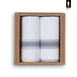 Bawełniane chusteczki męskie w różowe oraz jasnozielone paski – zestaw 2 sztuk