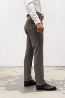 Spodnie męskie brązowe wysoki stan z wełnianej flaneli w pepitkę