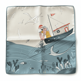 Poszetka jedwabna „Rybak” – kolekcja Ginące Zawody