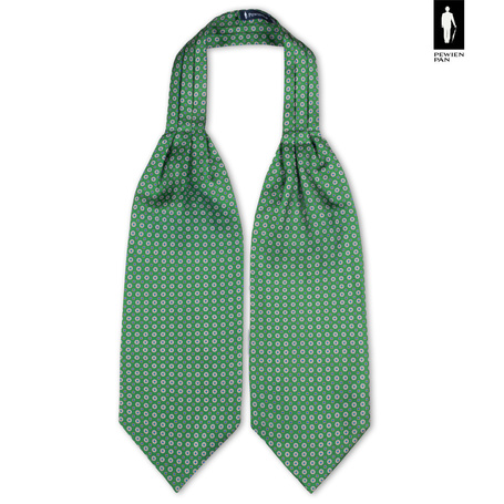 Jedwabny fular zielony w drobny wzór