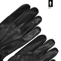 Zimowe rękawiczki męskie ze czarnej skóry