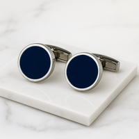 Granatowo-srebrne spinki męskie