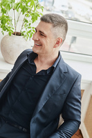 Granatowa koszula slim z dodatkiem elastanu