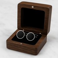 Czarno-srebrne spinki do mankietów