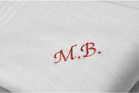 Bawełniane chusteczki męskie w błękitno-czerwone oraz oliwkowo-brązowe paski – zestaw 2 sztuk