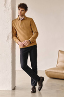 Musztardowa bluza polo z grubej bawełny 100%