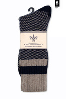 Ciepłe skarpetki męskie z wełną i kaszmirem beżowo-czarne Pedemeia
