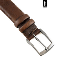 Pasek męski skórzany 3,5 cm ciemnobrązowa ziarnista skóra