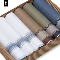 Bawełniane chusteczki męskie w paski i szeroki pasek (kolorystyczny mix) – zestaw 6 sztuk