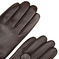 Rękawiczki pięciopalcowe z brązowej skóry