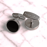 Czarno-srebrne spinki do mankietów