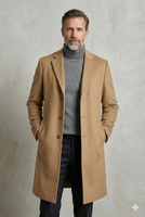 Camelowy płaszcz męski wełna z kaszmirem