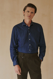 Koszula jeansowa z włoskim kołnierzem