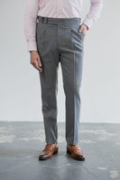 Spodnie wysoki stan jasnoszary tropik wełniany