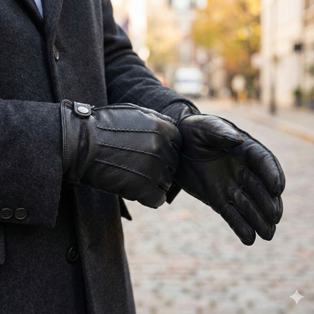 Rękawiczki z jeleniej skóry, czarne